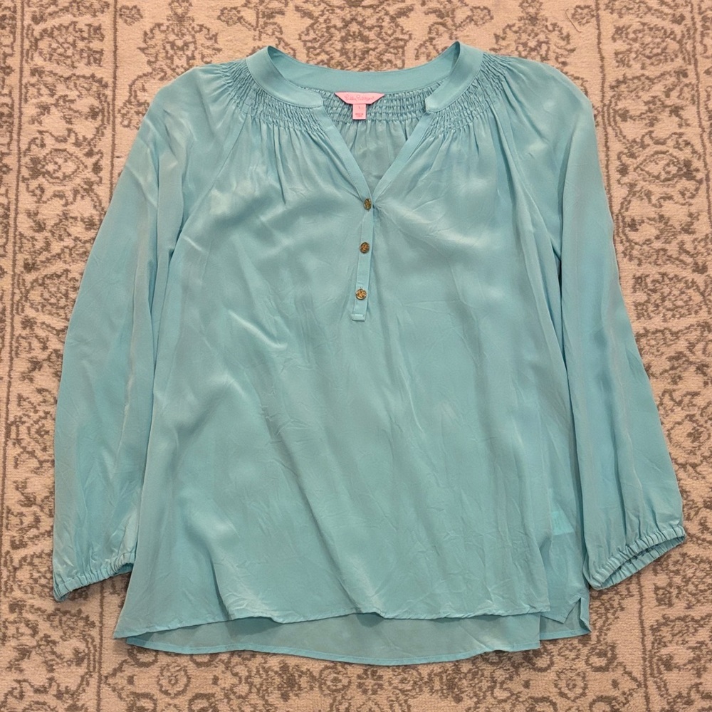 NWOT Lilly Pulitzer Elsa silk blue blouse